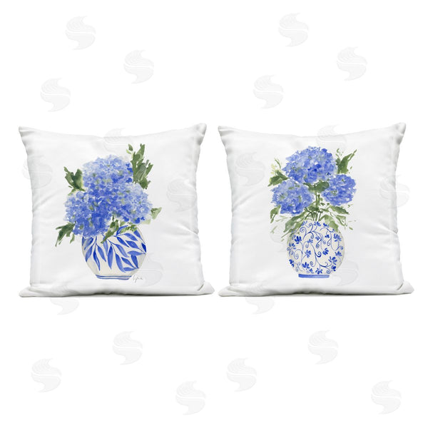 Stupell Industries Lucille Price | Hydrangeas In Ornate Vases Printed Throw Pillow Set