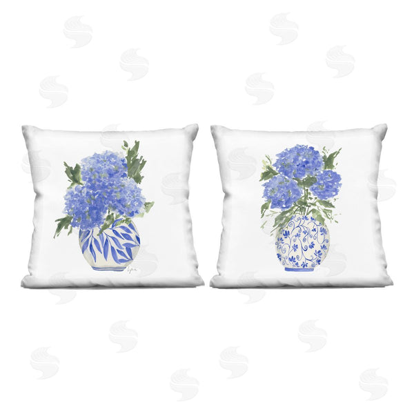 stupell industries Lucille Price | Hydrangeas in Ornate Vases Printed Throw Pillow Set
