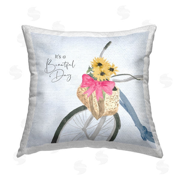 Stupell Industries Lucille Price | It's A Beautiful Day Bicycle Printed Throw Pillow