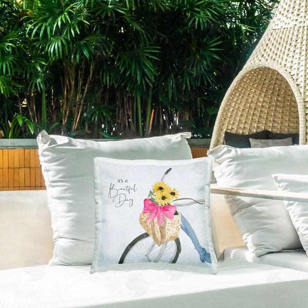 Stupell Industries Lucille Price | It's A Beautiful Day Bicycle Printed Throw Pillow