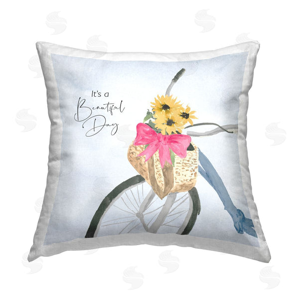 stupell industries Lucille Price | It's a Beautiful Day Bicycle Printed Throw Pillow