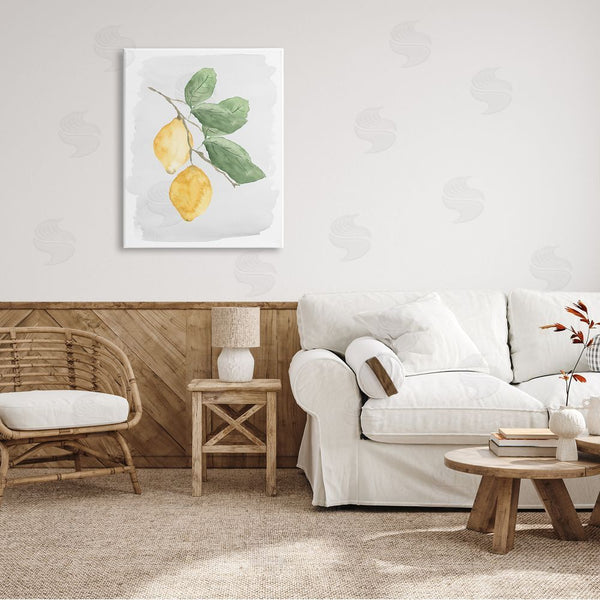 Stupell Industries Lucille Price | Lemon Branch Pair Soft Leaves Watercolor Painting Wall Art