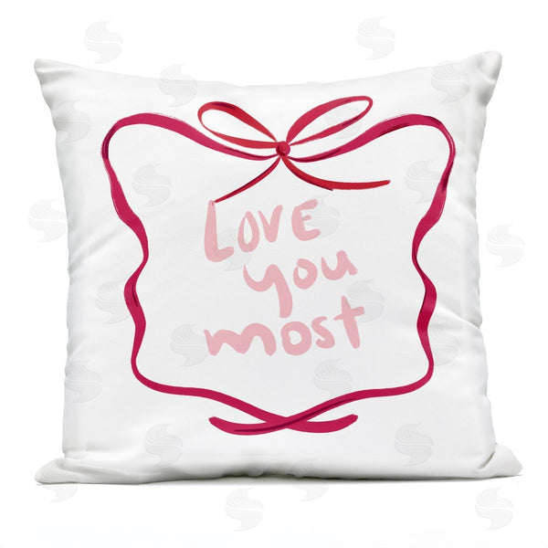 Stupell Industries Lucille Price | Love You Most In Ribbon Printed Throw Pillow