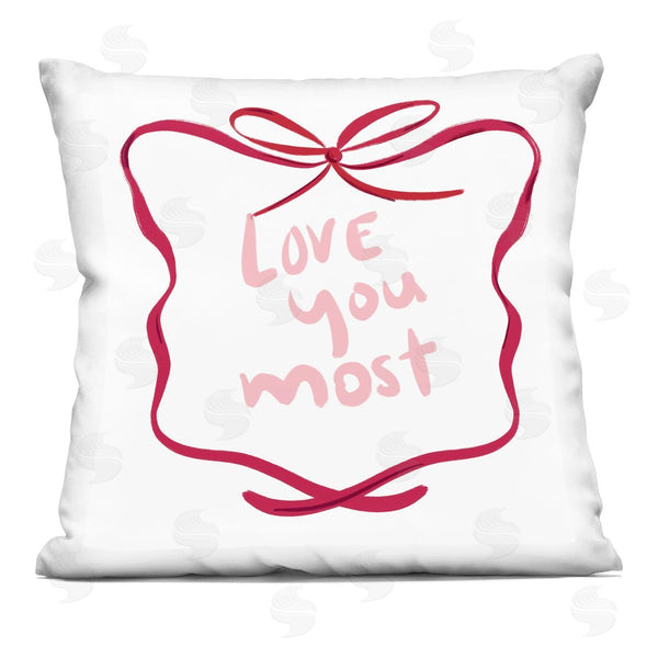 stupell industries Lucille Price | Love You Most in Ribbon Printed Throw Pillow