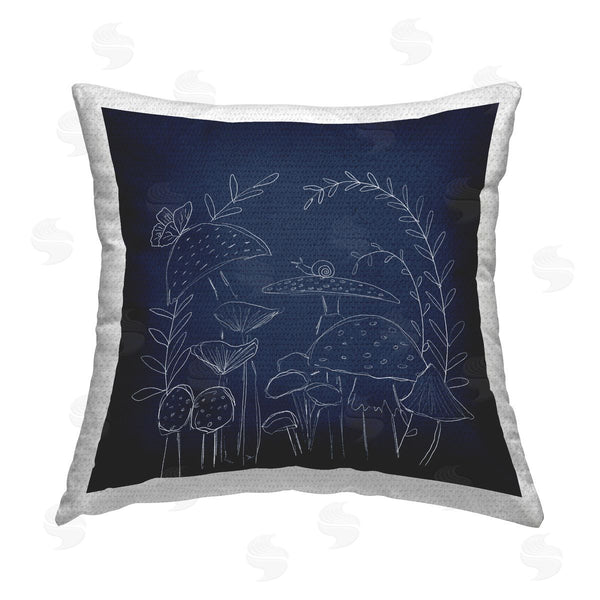 Stupell Industries Lucille Price | Mushrooms On Blue Printed Throw Pillow