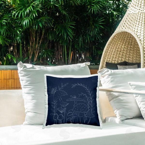 Stupell Industries Lucille Price | Mushrooms On Blue Printed Throw Pillow