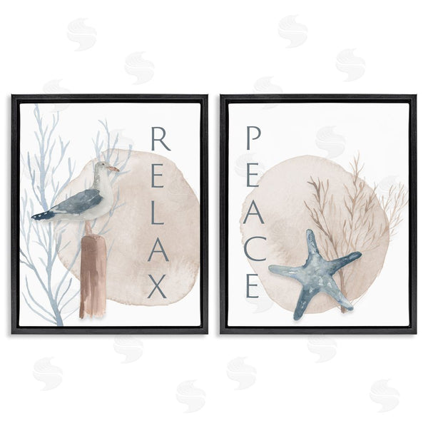 Stupell Industries Lucille Price | Nautical Seagull Starfish Peace Relax Tranquility Wall Art
