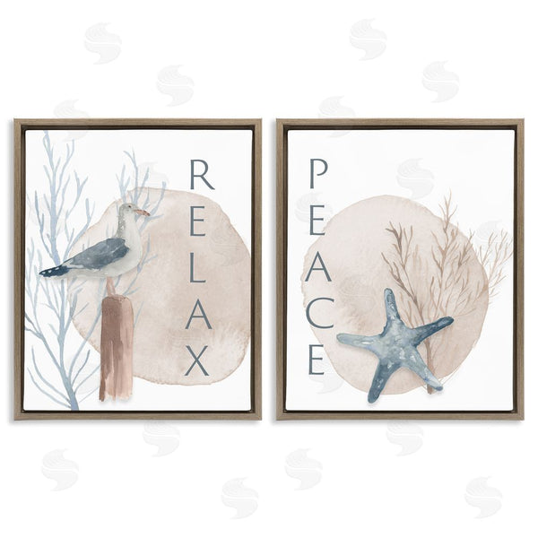 Stupell Industries Lucille Price | Nautical Seagull Starfish Peace Relax Tranquility Wall Art