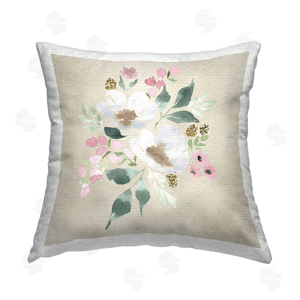 Stupell Industries Lucille Price | Neutral Floral Beauty Printed Throw Pillow