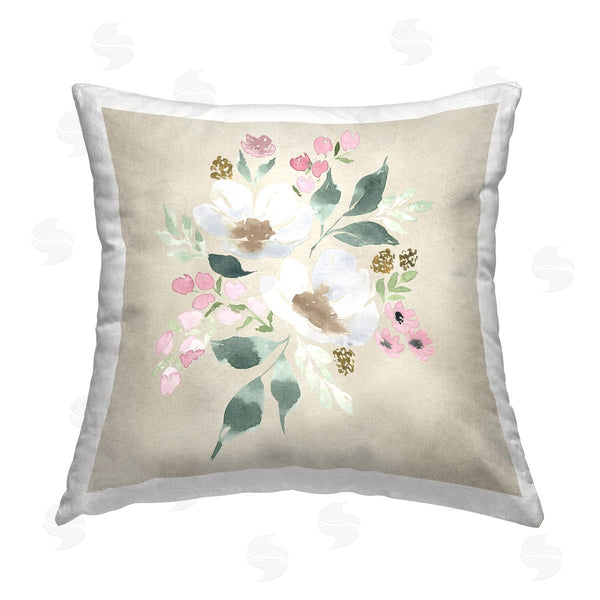 stupell industries Lucille Price | Neutral Floral Beauty Printed Throw Pillow