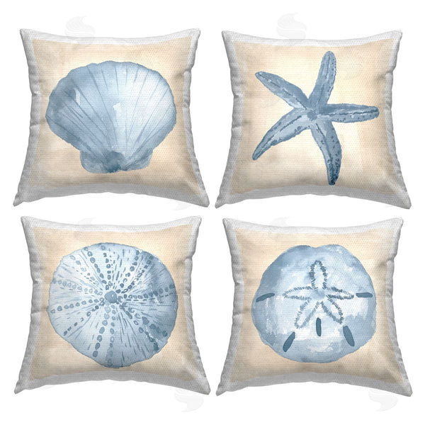 Stupell Industries Lucille Price | Neutral Tones Varied Sea Life Printed Throw Pillow Set