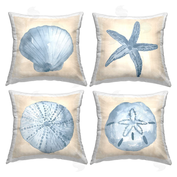 stupell industries Lucille Price | Neutral Tones Varied Sea Life Printed Throw Pillow Set