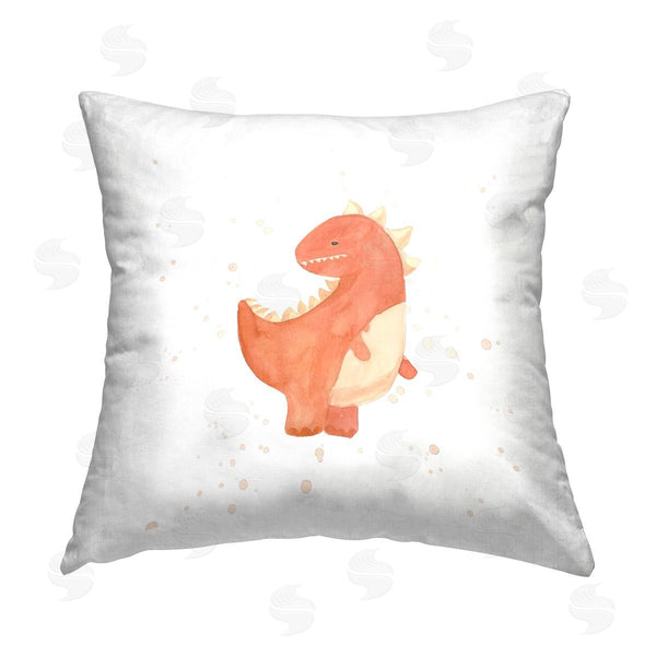 stupell industries Lucille Price | Orange Dinosaur Nursery Kids Printed Throw Pillow