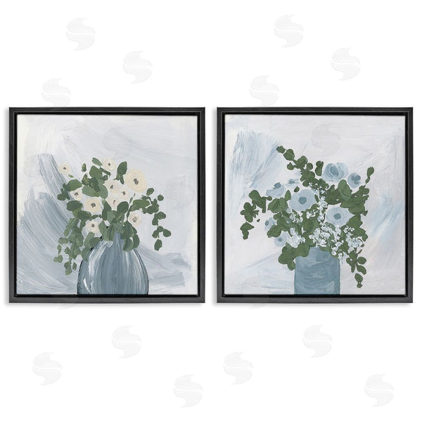 Stupell Industries Lucille Price | Painterly Blue Daises Flowers Plants Vase Wall Art