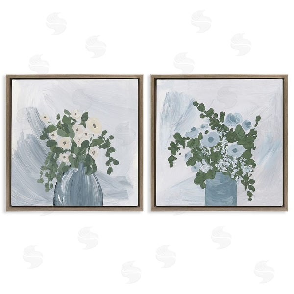 Stupell Industries Lucille Price | Painterly Blue Daises Flowers Plants Vase Wall Art