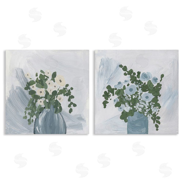 stupell industries Lucille Price | Painterly Blue Daises Flowers Plants Vase Wall Art