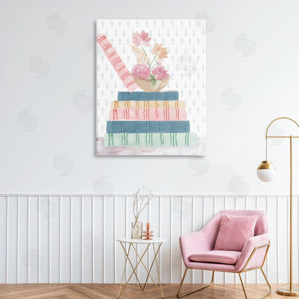 Stupell Industries Lucille Price | Pastel Flowers And Books Wall Art