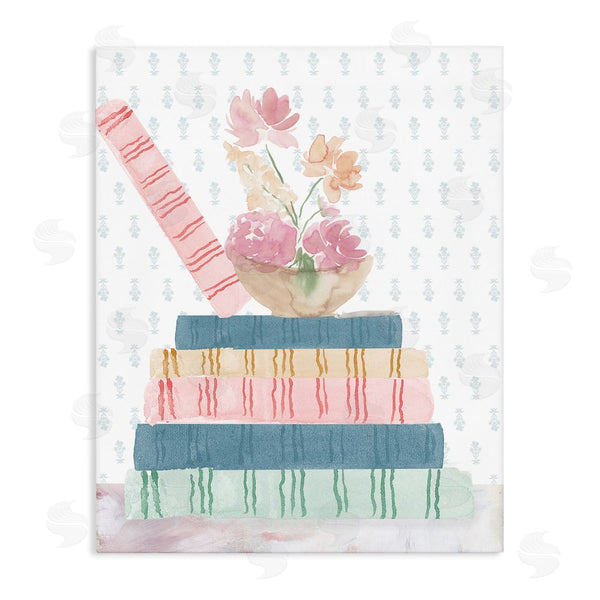 stupell industries Lucille Price | Pastel Flowers And Books Wall Art