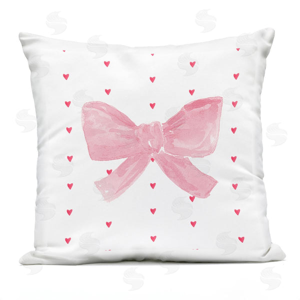 Stupell Industries Lucille Price | Pink Bow On Hearts Printed Throw Pillow