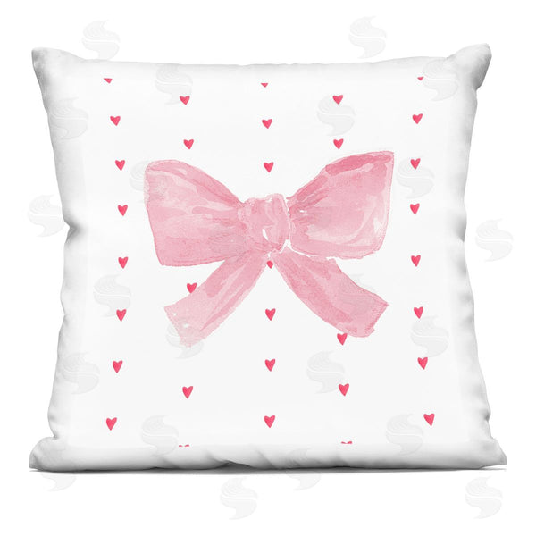 stupell industries Lucille Price | Pink Bow on Hearts Printed Throw Pillow