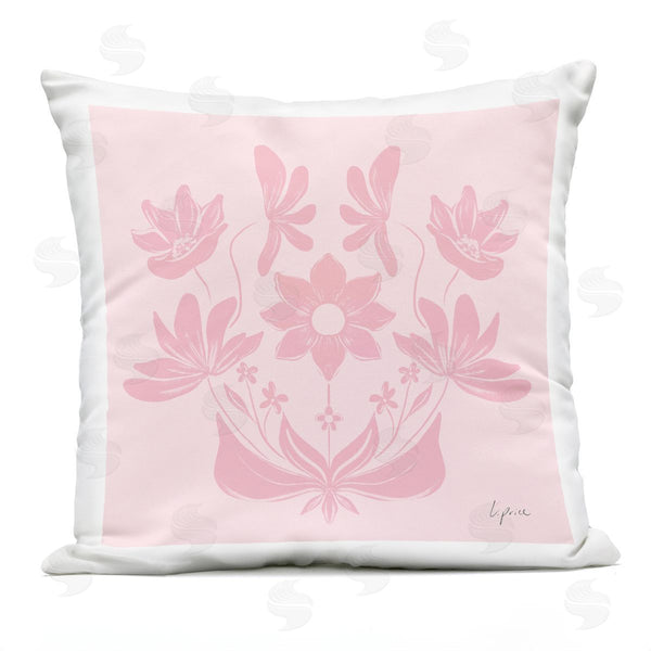 Stupell Industries Lucille Price | Pink Floral Symmetrical Printed Throw Pillow