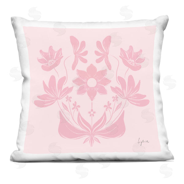 stupell industries Lucille Price | Pink Floral Symmetrical Printed Throw Pillow
