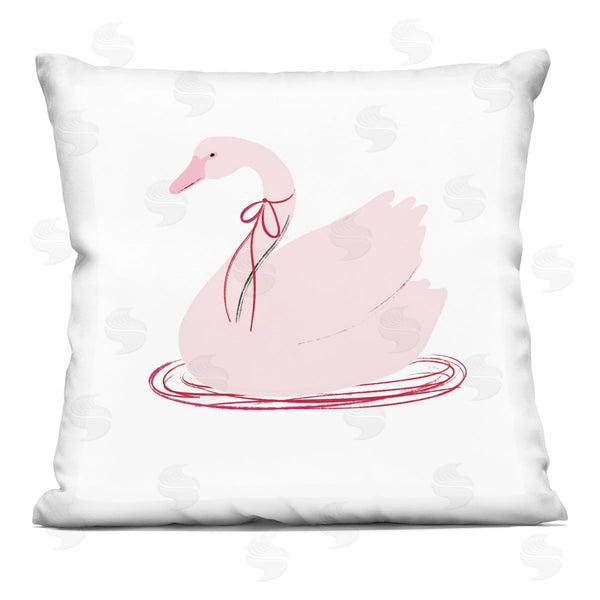 stupell industries Lucille Price | Pink Swan with Bow Printed Throw Pillow