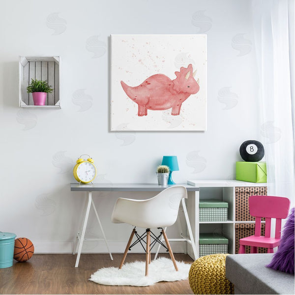 Stupell Industries Lucille Price | Pink Triceratops Dinosaur Animal Wall Art
