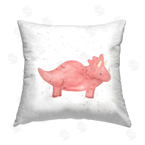 stupell industries Lucille Price | Pink Triceratops Dinosaur Printed Throw Pillow