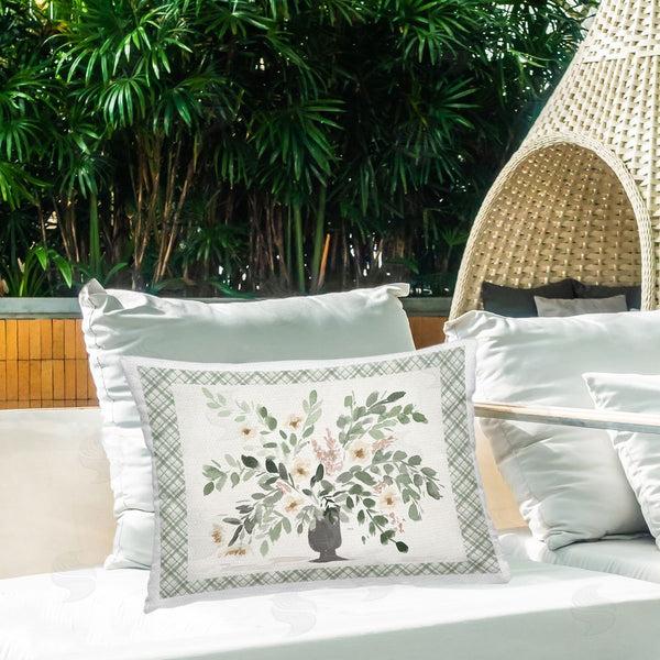Stupell Industries Lucille Price | Plaid & Springtime Bouquet Printed Throw Pillow