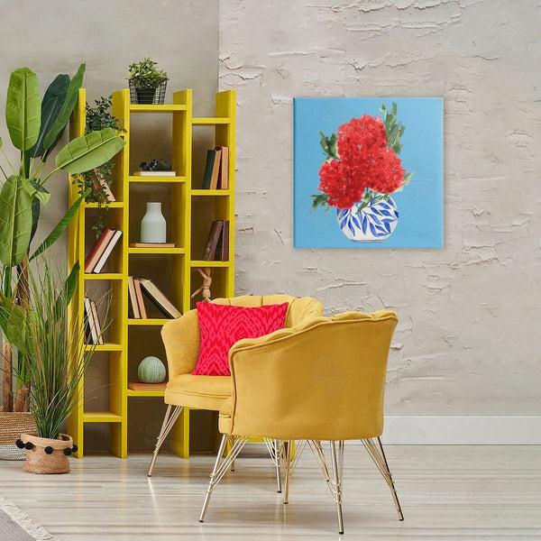 Stupell Industries Lucille Price | Red Hydrangeas Blue Vase Wall Art