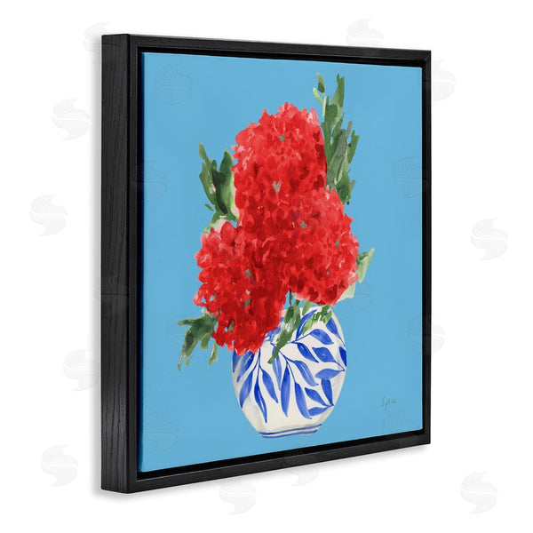 Stupell Industries Lucille Price | Red Hydrangeas Blue Vase Wall Art