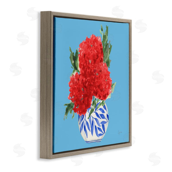 Stupell Industries Lucille Price | Red Hydrangeas Blue Vase Wall Art