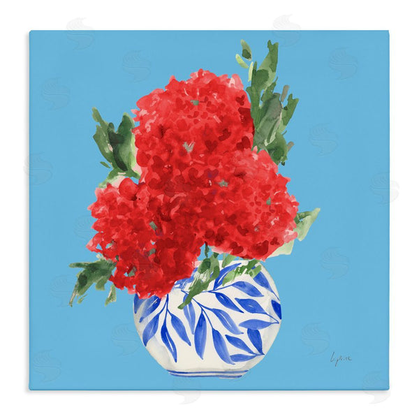 stupell industries Lucille Price | Red Hydrangeas Blue Vase Wall Art