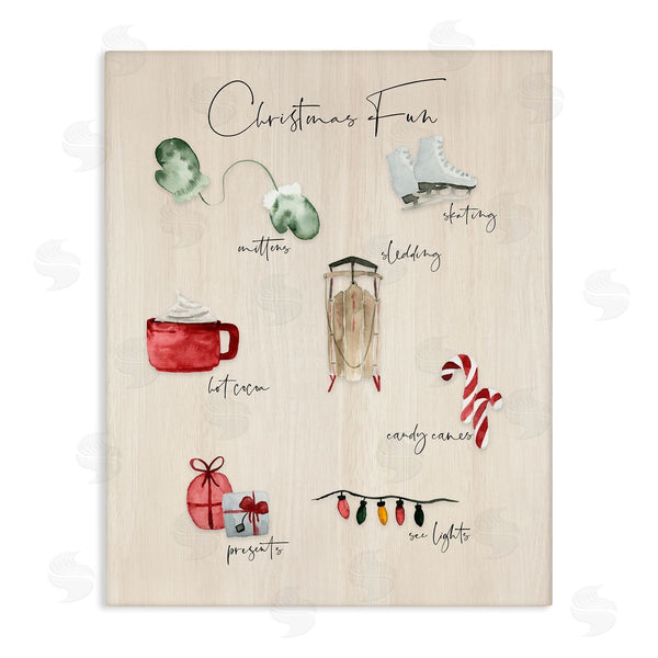 stupell industries Lucille Price | Rustic Christmas Fun Chart Holiday Tradition Festive Illustrations Wall Art
