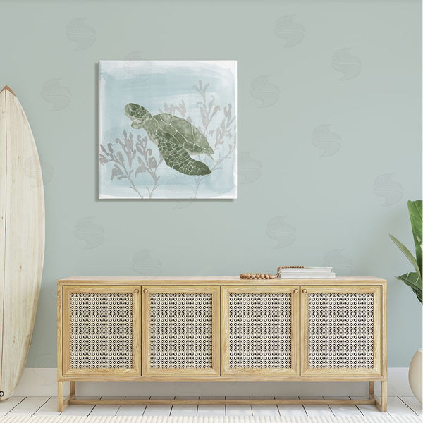 Stupell Industries Lucille Price | Sea Turtle Swimming Coral Scene Wall Art