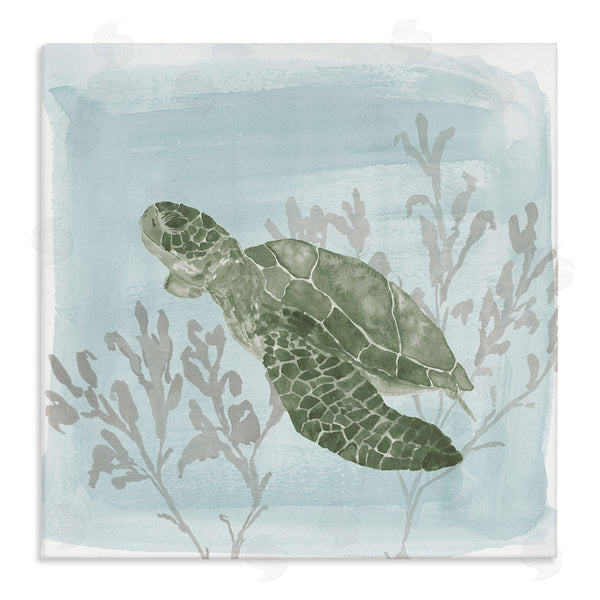 stupell industries Lucille Price | Sea Turtle Swimming Coral Scene Wall Art