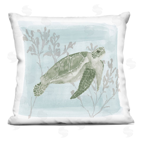 stupell industries Lucille Price | Sea Turtle Underwater Coral Printed Throw Pillow