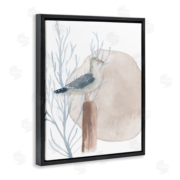 Stupell Industries Lucille Price | Tranquil Seagull Nautical Bird Blue Coral Beach Post Wall Art