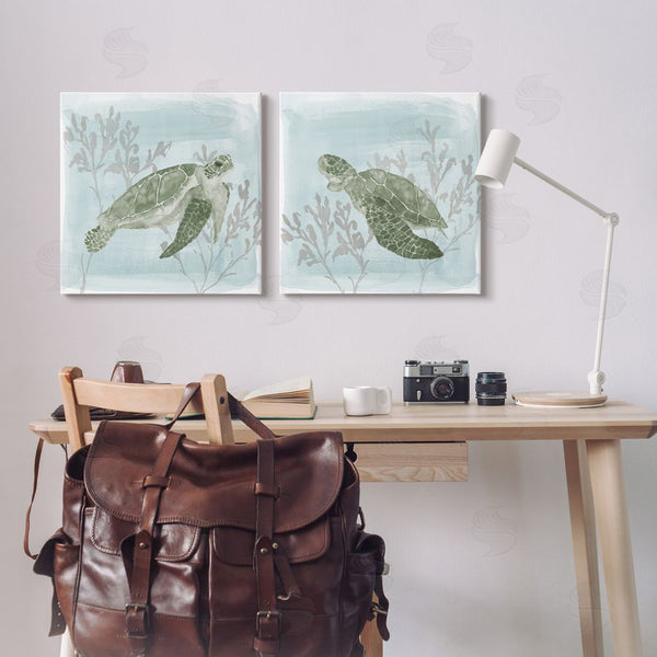 Stupell Industries Lucille Price | Underwater Sea Turtle Coral Landscape Wall Art