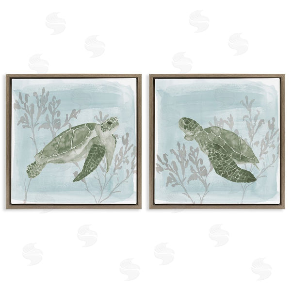 Stupell Industries Lucille Price | Underwater Sea Turtle Coral Landscape Wall Art