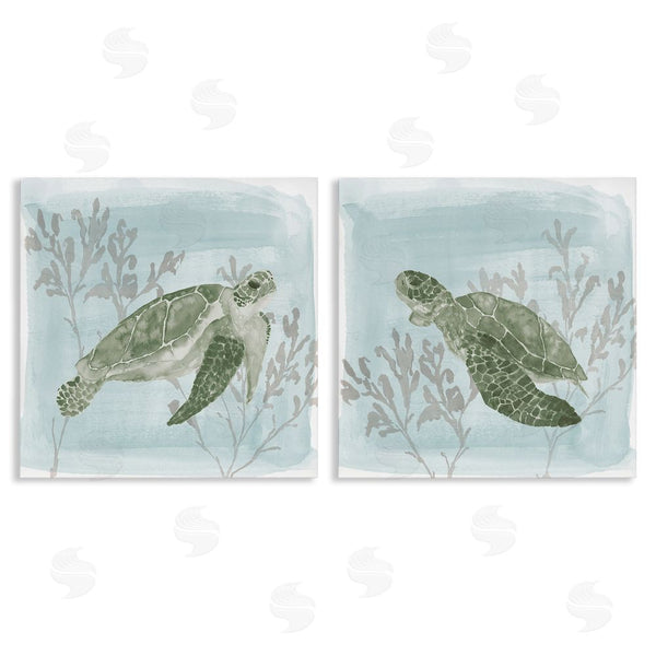 stupell industries Lucille Price | Underwater Sea Turtle Coral Landscape Wall Art