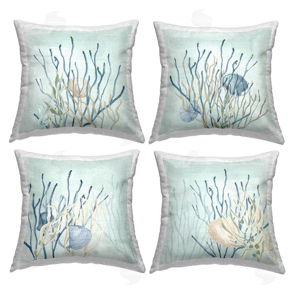 Stupell Industries Lucille Price | Underwater Seashell Coral Reef Printed Throw Pillow Set