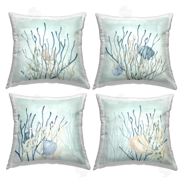stupell industries Lucille Price | Underwater Seashell Coral Reef Printed Throw Pillow Set