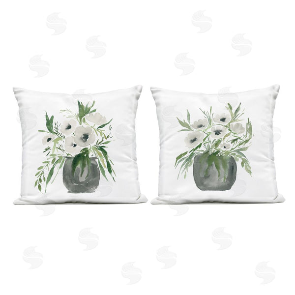 Stupell Industries Lucille Price | White Anemone Blossoms Throw Pillow