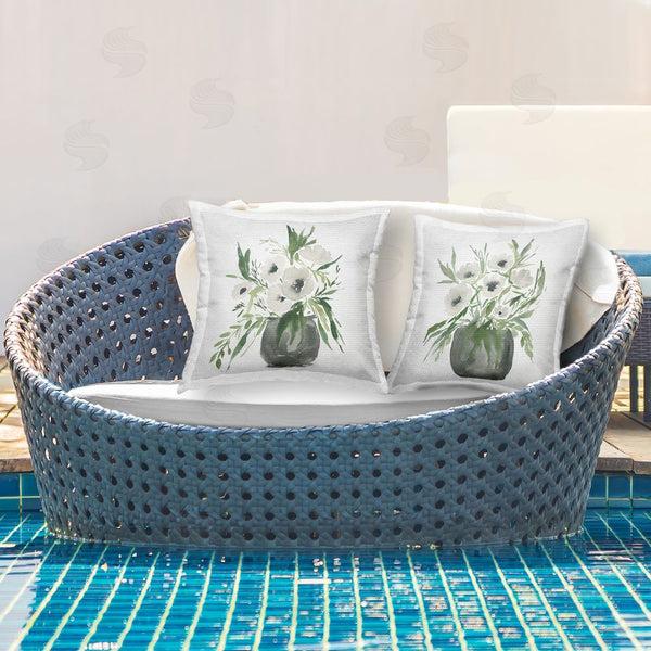 Stupell Industries Lucille Price | White Anemone Blossoms Throw Pillow