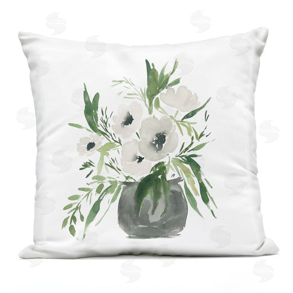 Stupell Industries Lucille Price | White Anemone Flower Vase Throw Pillow