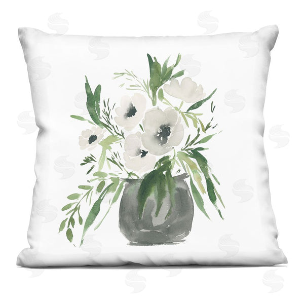 Stupell Industries Lucille Price | White Anemone Flower Vase Throw Pillow