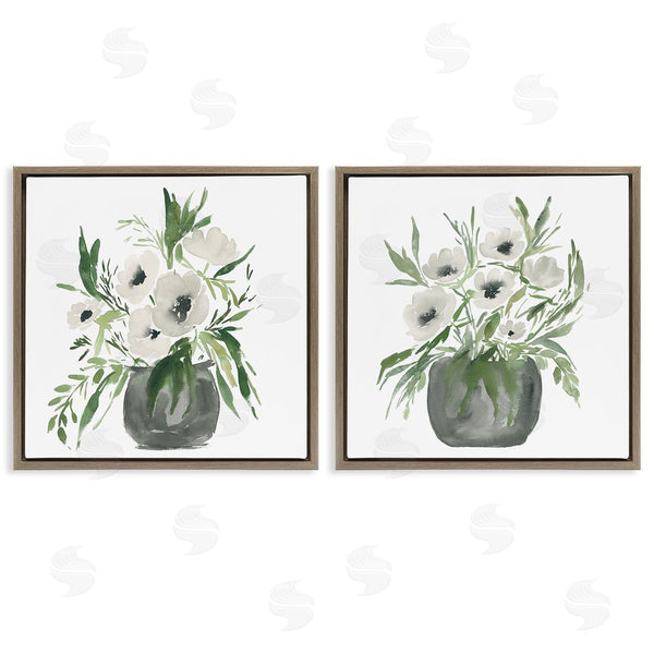 Stupell Industries Lucille Price | White Anemone Vases Wall Art