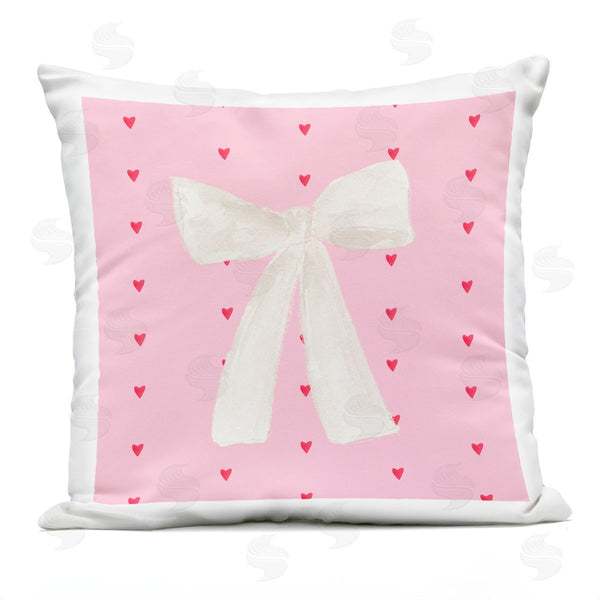 Stupell Industries Lucille Price | White Bow On Hearts Printed Throw Pillow